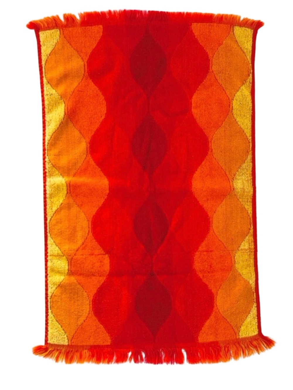 Vtg Cannon Seven Seas Royal Family Hand Towel Fringe Red Yellow Orange Groovy